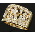 Goldtone Pave-style Cubic Zirconia Flower Ring