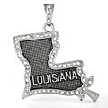 Silverplated Louisiana State Pendant with Rhinestones