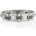 White Goldplated Black and White CZ Bracelet