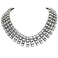 Silverplated Acrylic Stone 4-row Necklace