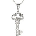 Sterling Silver Cubic Zirconia Stone Key Necklace