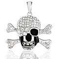 Silverplated Rhinestone Skull and Cross Bones Necklace