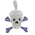 Silverplated Multicolor Rhinestone Skull Necklace