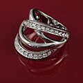 Silvertone CZ Accented Fashion Ring