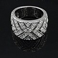 Silvertone X Pave Style CZ Fashion Ring