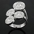 Silvertone Round-cut CZ Circle Design Fashion Ring