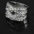 Silvertone Pave CZ Weaved Fashion Ring