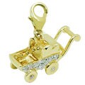 14k Gold 1/10ct TDW Diamond Baby Carriage Charm