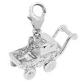 14k Gold 1/10ct TDW Diamond Baby Carriage Charm