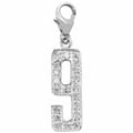 14k White Gold and Diamond #9 Charm