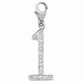 14k White Gold 1/10ct TDW Diamond #1 Charm