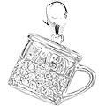 14K White Gold Diamond Baby Cup Charm