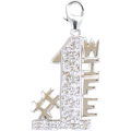 14k White Gold and Diamond #1 Wife Charm