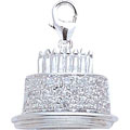 14k White Gold and Diamond Birthday Cake Charm