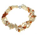 Maddy Emerson White Pearl and Red Agate Necklace (5-6 mm)