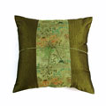 Silky Oriental Brocade Green Cushion Cover