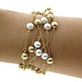 Sterling Silver 18k Gold 6-strand FW Pearl Bracelet (6 mm)