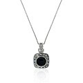 Sterling Silver Marcasite and Onyx Square Necklace