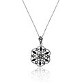 Sterling Silver Marcasite and Onyx Flower Necklace
