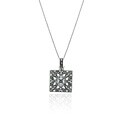 Sterling Silver Marcasite Square Necklace