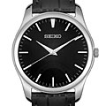 Seiko Men's Black Leather Watch