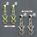 Peridot or Smokey Topaz Silver Earrings (India)