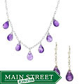 Charming Life Sterling Silver Amethyst Necklace Earrings Set