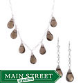 Charming Life Silver Smokey Quartz Briolette Necklace/ Earrings Set