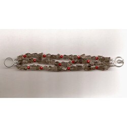 Smokey Quartz and Red Coral Bracelet (Dominican Republic)