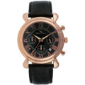 Lucien Piccard Men's Chrono Black Leather Watch