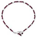Sterling Silver Garnet 'Crimson Trios' Anklet (India)
