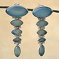 Sterling Silver Chalcedony 'India Blue' Earrings (India)