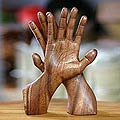 'Hand of Friendship' Wood Statuette (Indonesia)