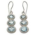 'Blue Tower' Blue Topaz Earrings (Indonesia)