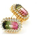 18k Gold Tourmaline and 2 1/4 Diamond Earrings (G-H, VS2-SI1)