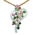 18k Gold Gemstone and 1-2/5ct TDW Diamond Necklace (G-H, VS2-SI1)