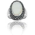 Sterling Silver Oval Mother of Pearl and Marcasite Ring