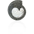 Sterling Silver Marcasite and Mother of Pearl Pin