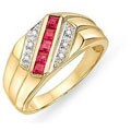 10k Yellow Gold Diamond Ruby Men's Ring