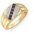 10k Yellow Gold Diamond and Sapphire Men's Ring (H-I, I2-I3)
