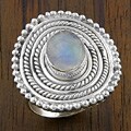 Moonstone Silver 'Beaded Edge' Ring (India)