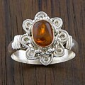 Sterling Silver Amber Handcrafted Ring (India)