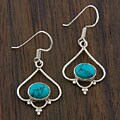 Sterling Silver Turquoise Dangle Earrings (India)