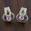Sterling Silver Amethyst Swirl Earrings (India)