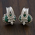 Sterling Silver Malachite Handcrafted Earrings (India)