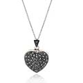 Sterling Silver Marcasite Heart Locket Necklace