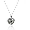 Sterling Silver Marcasite and Onyx Locket Necklace