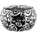 Sterling Silver Black Enamel Elastic Bangle