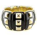 Sterling Silver Yellow Gold/ Black Enamel Bracelet