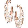 Sterling Silver Pink Gold with White Enamel Earrings